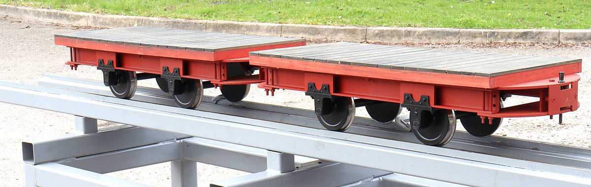 Pair of 5 inch narrow gauge flat wagons