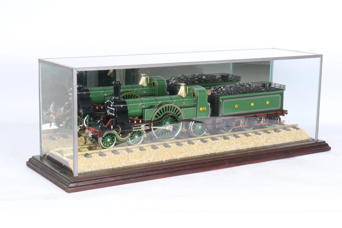 45mm gauge Aster GNR Stirling 8 foot Single with glazed display case