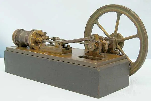 Old brass horizontal engine