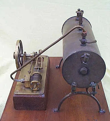 Small brass horizontal engine and boiler