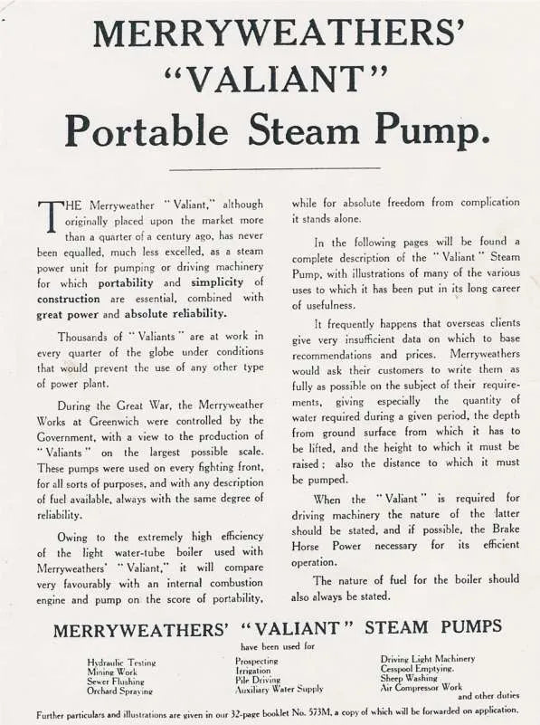 Merryweather Valiant fire pump
