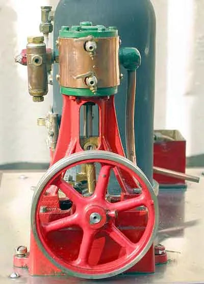 Stuart 10V, coal-fired boiler and hand pump