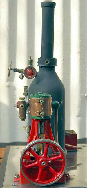 Stuart 10V, coal-fired boiler and hand pump