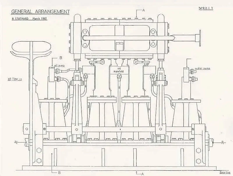 Swan 2 x 2 twin cylinder launch engine