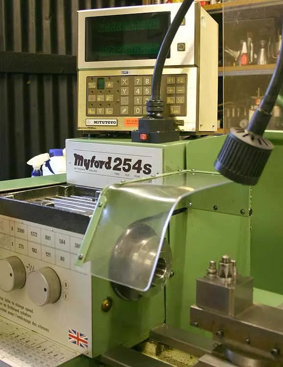 Myford 254s lathe with coolant pump, lo-vo light, DRO