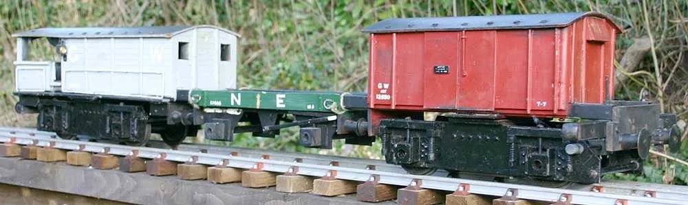 3 1/2 inch gauge driving trolley with dummy wagons