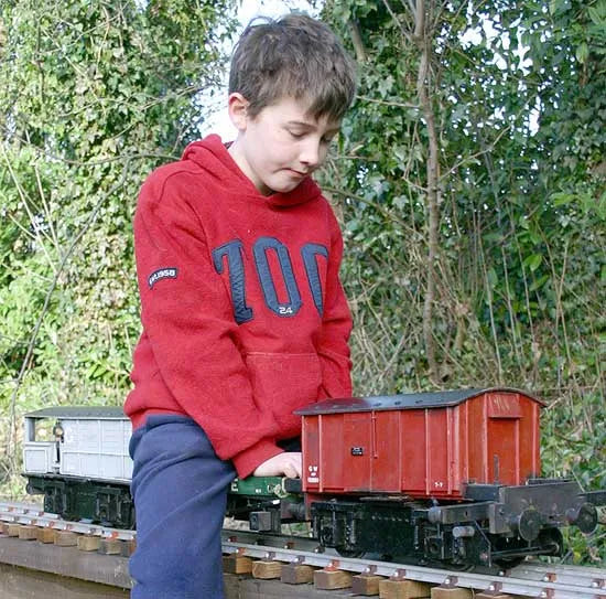 3 1/2 inch gauge driving trolley with dummy wagons