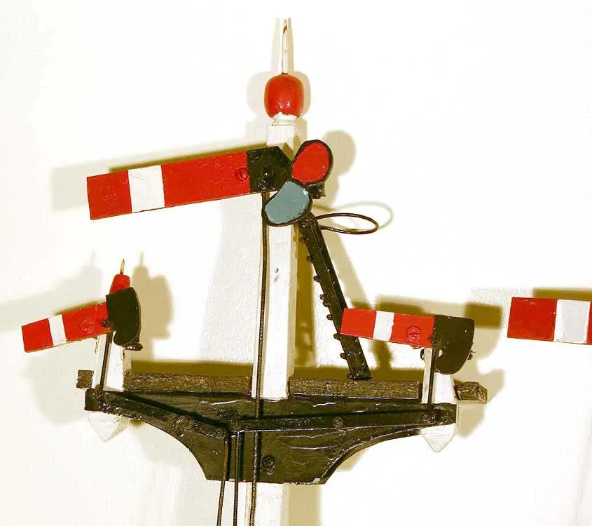 Scratch-built signal box with three signals