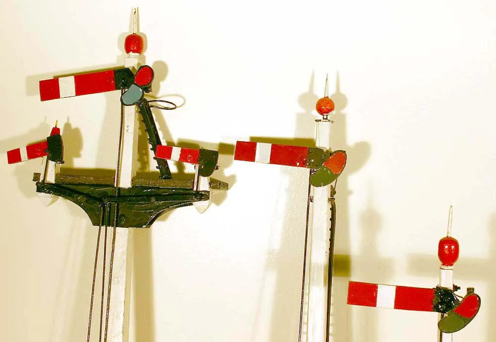 Scratch-built signal box with three signals