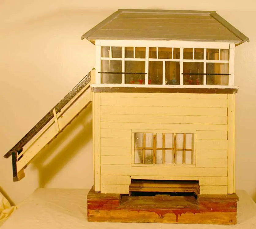 Scratch-built signal box with three signals