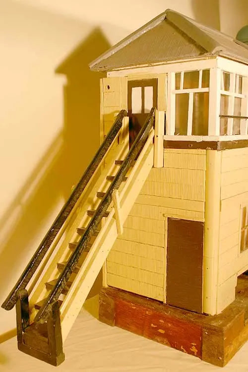 Scratch-built signal box with three signals