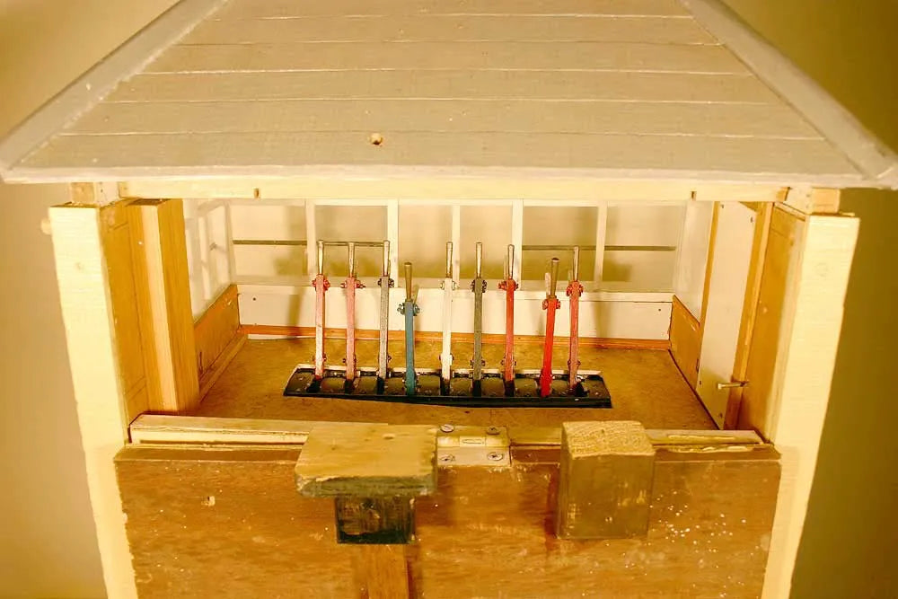 Scratch-built signal box with three signals