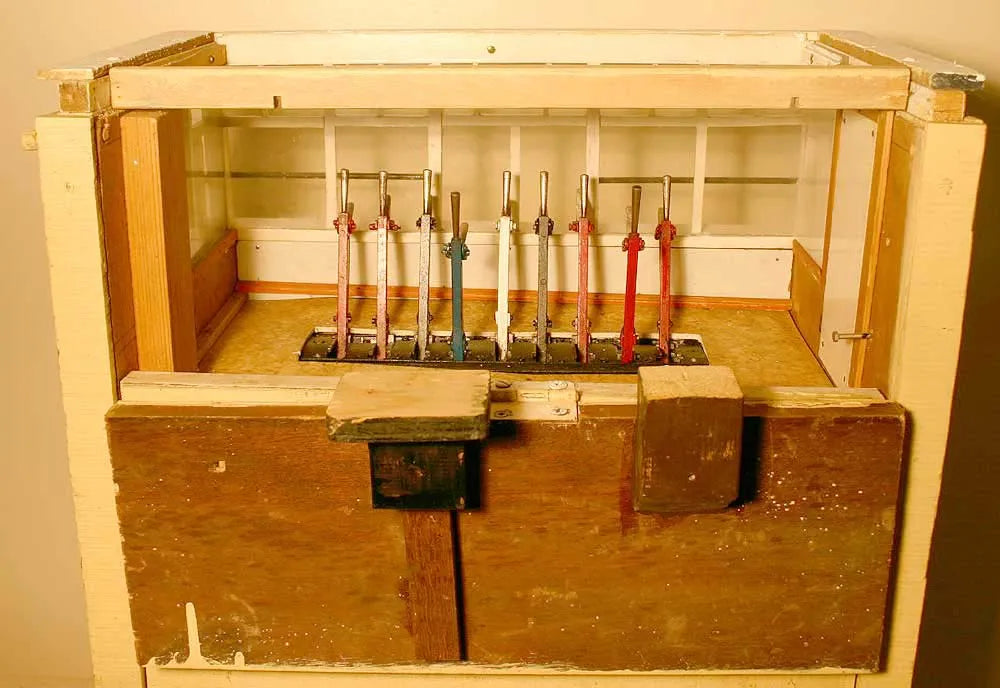 Scratch-built signal box with three signals