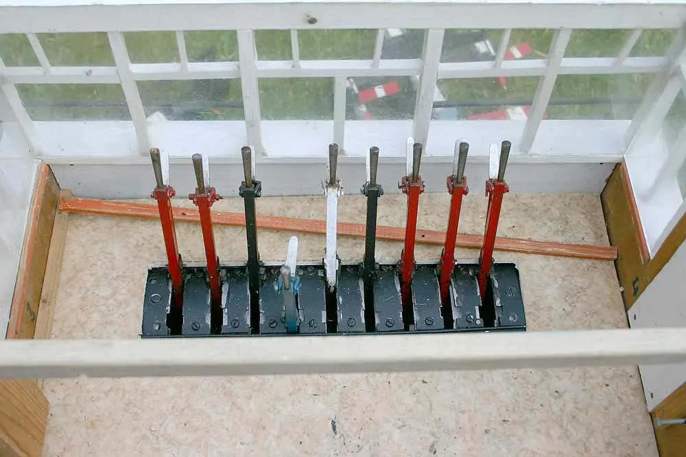 Scratch-built signal box with three signals