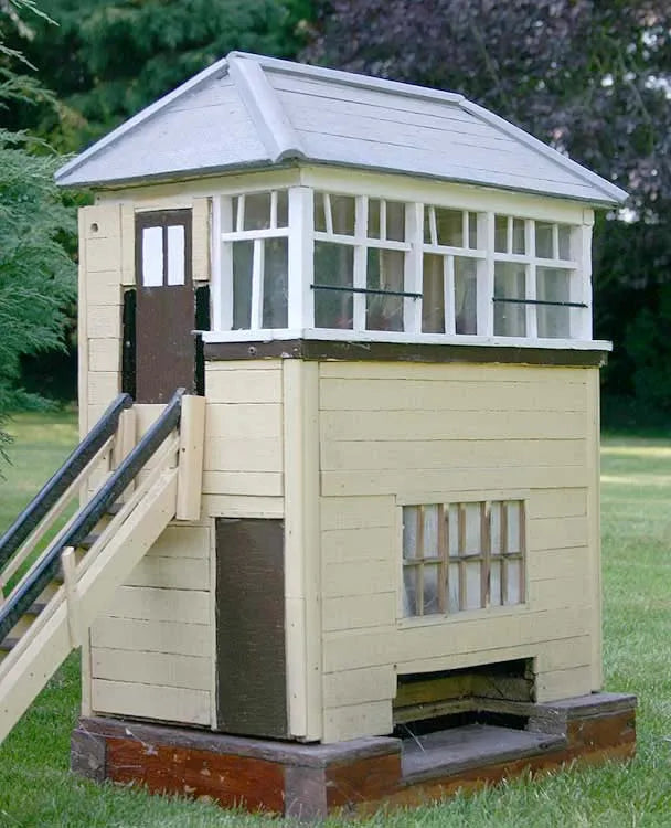 Scratch-built signal box with three signals