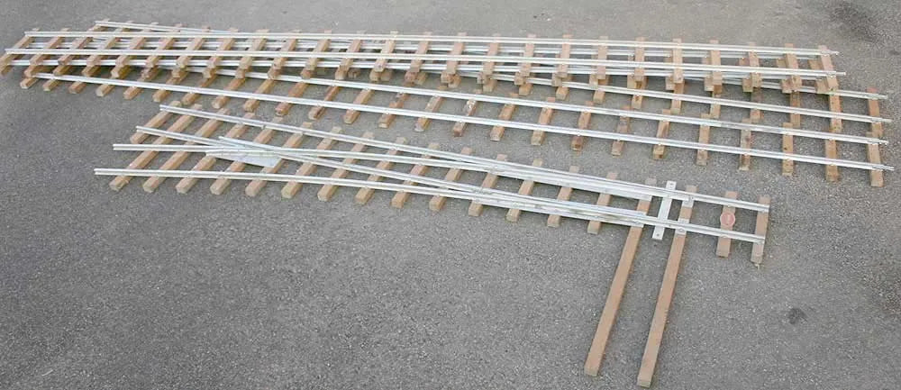 Four 5 inch gauge track panels and point