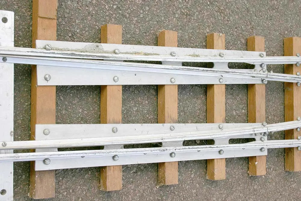 Four 5 inch gauge track panels and point