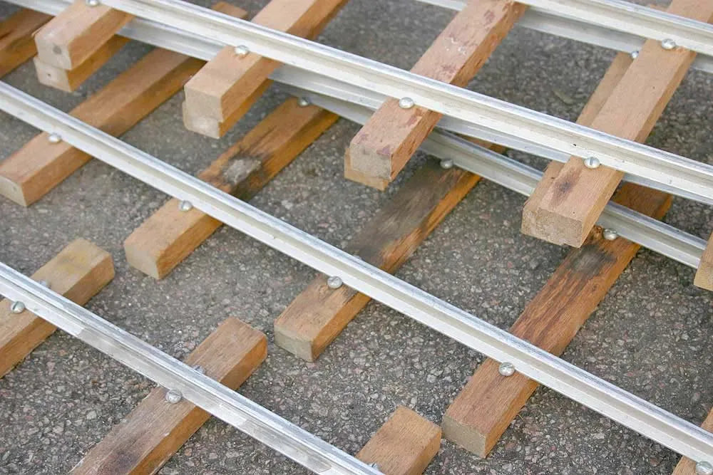 Four 5 inch gauge track panels and point