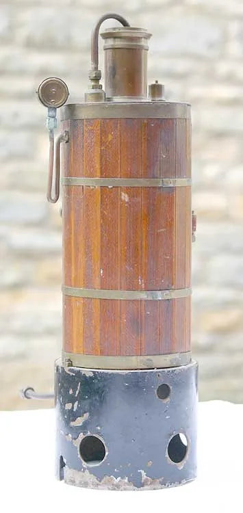 Vertical centre flue boiler, wood lagged with fittings