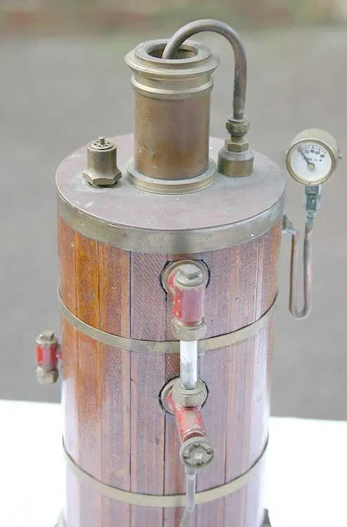 Vertical centre flue boiler, wood lagged with fittings