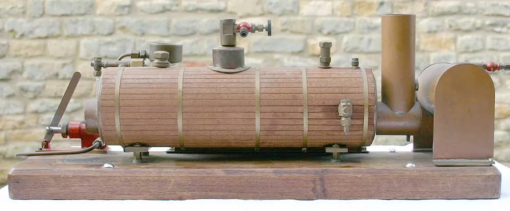 Horizontal marine boiler, wood lagged