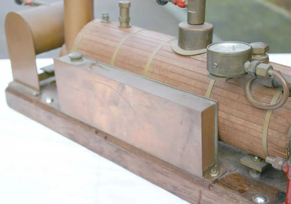 Horizontal marine boiler, wood lagged