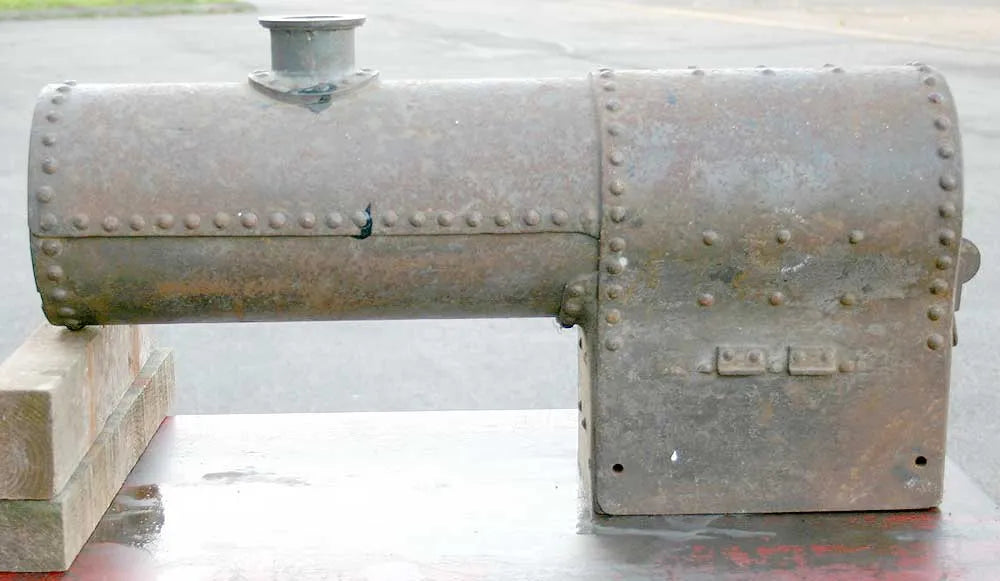 Rivetted locomotive boiler, expanded brass tubes