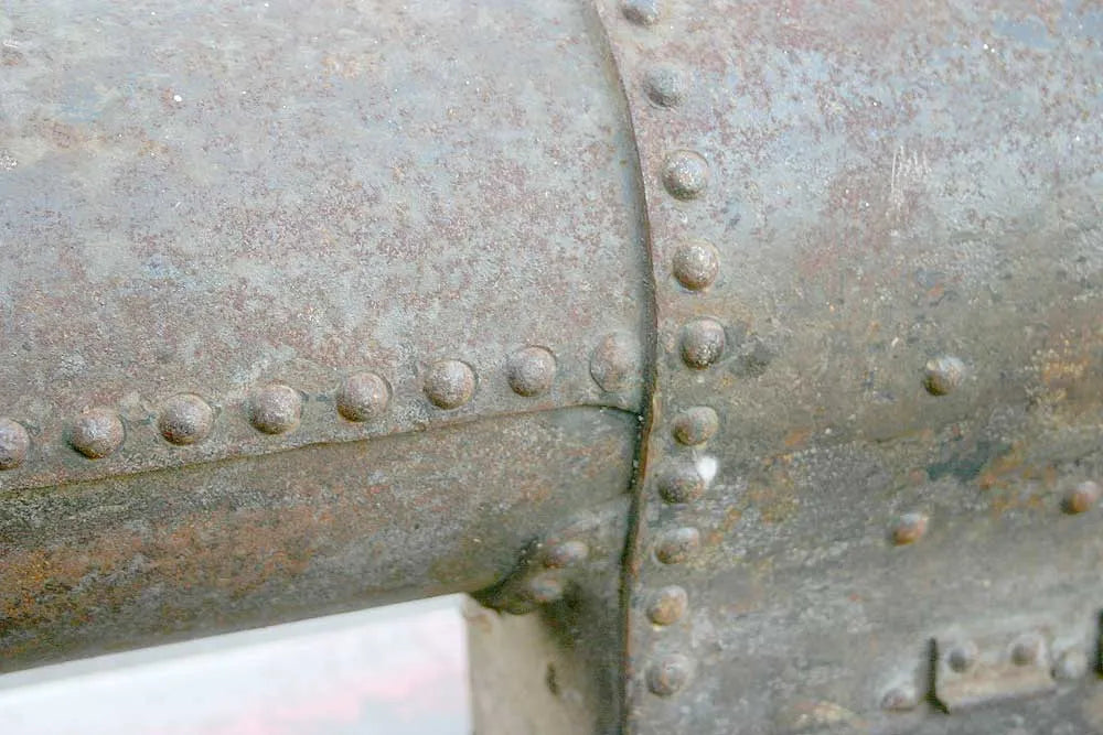 Rivetted locomotive boiler, expanded brass tubes