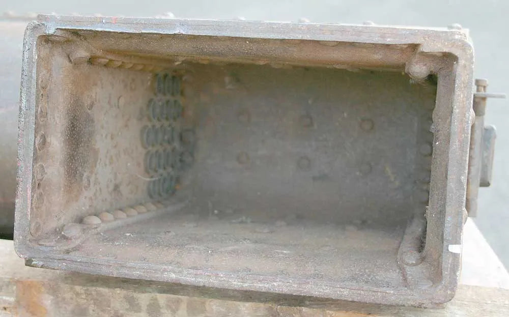 Rivetted locomotive boiler, expanded brass tubes