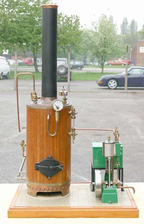 Coal-fired boiler with vertical engine