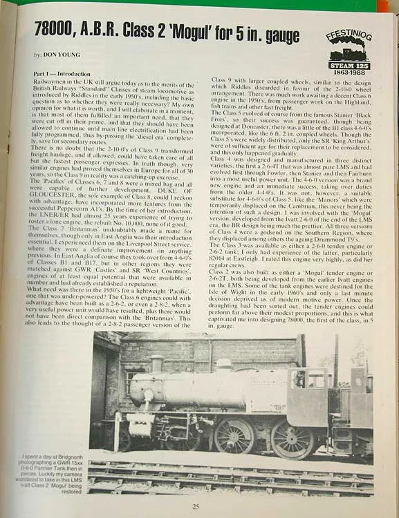 Part-built 5 inch gauge Standard Class 2