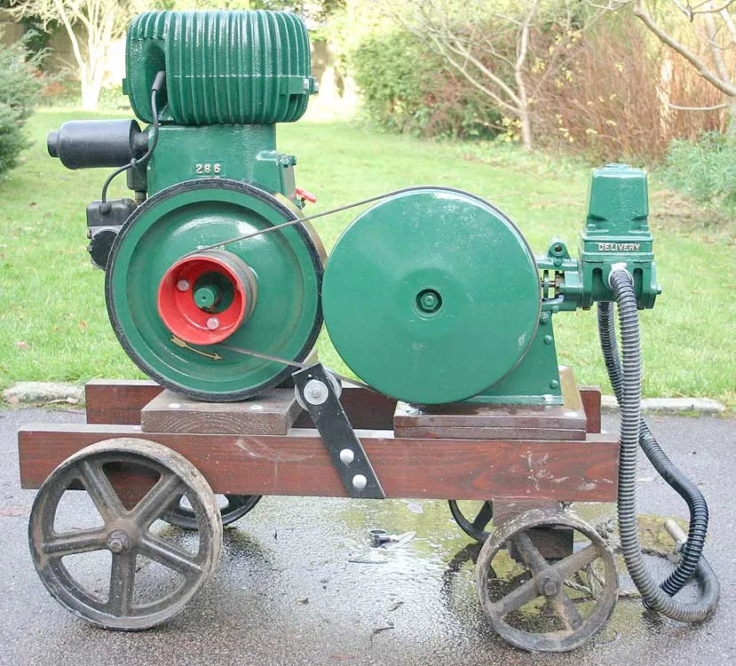 Wolseley 1 1/2 hp hopper cooled engine with Stuart pump