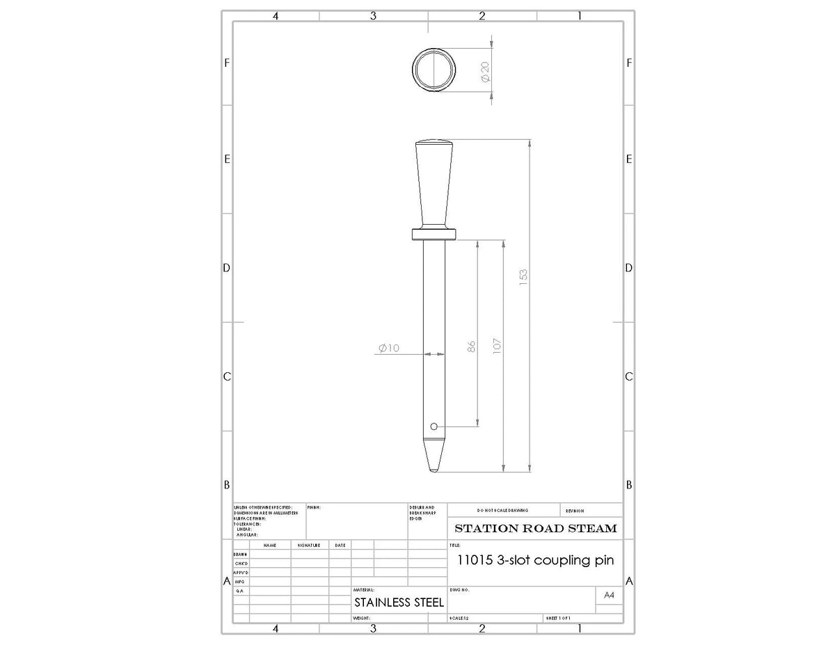 11015 three-slot (long) coupling pin