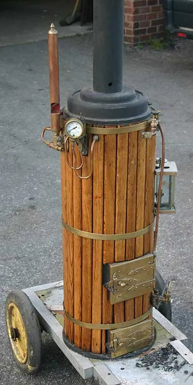 Vertical coal-fired boiler on trolley
