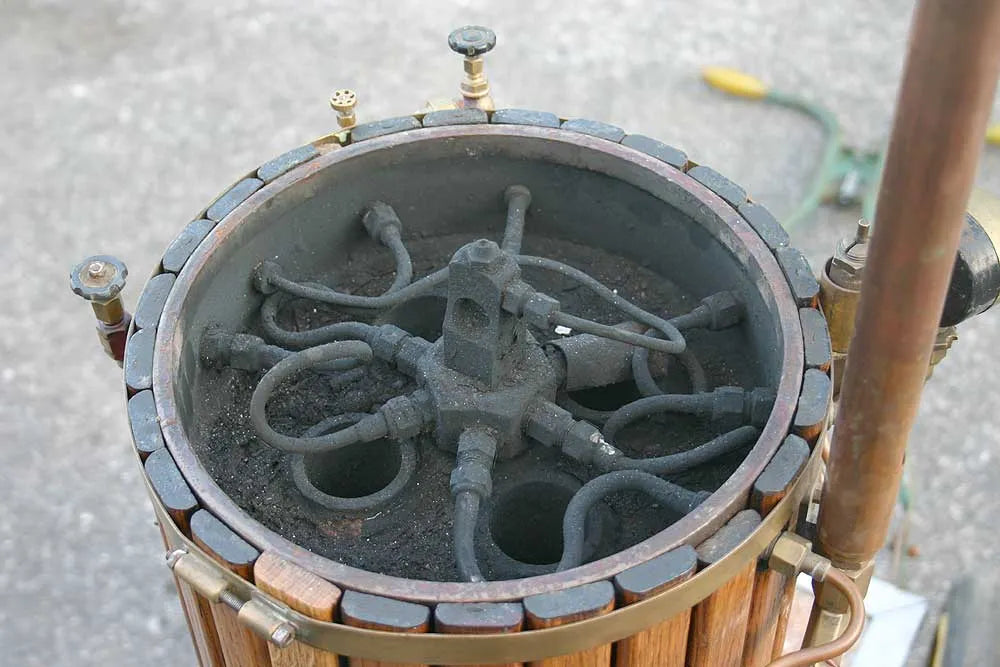 Vertical coal-fired boiler on trolley