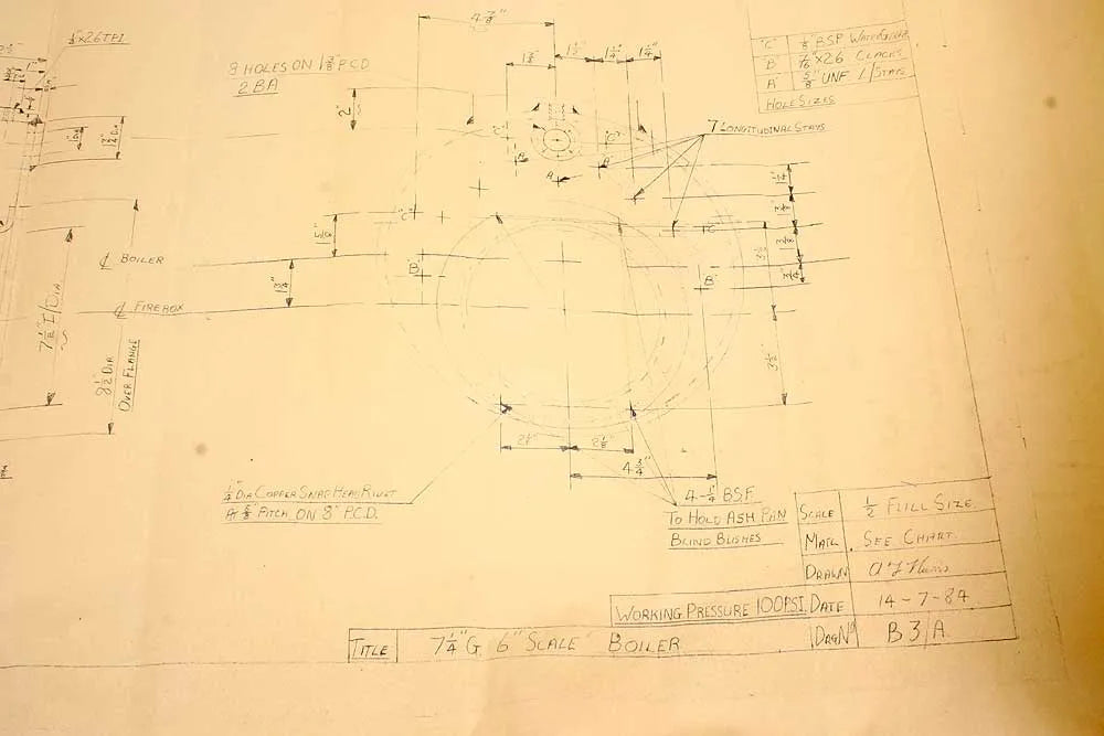 7 1/4 inch gauge Heywood patterns, castings, drawings