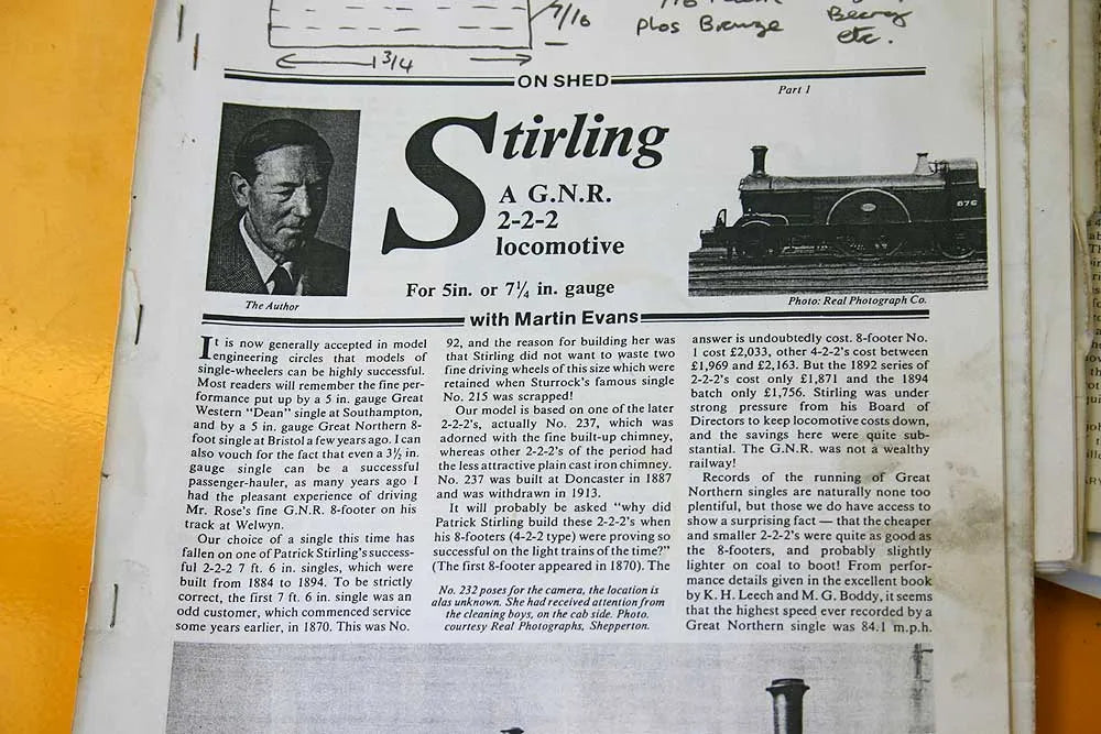 5 inch gauge part-built Stirling 2-2-2