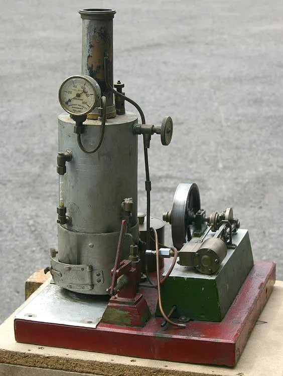 Small stationary steam plant with brass boiler