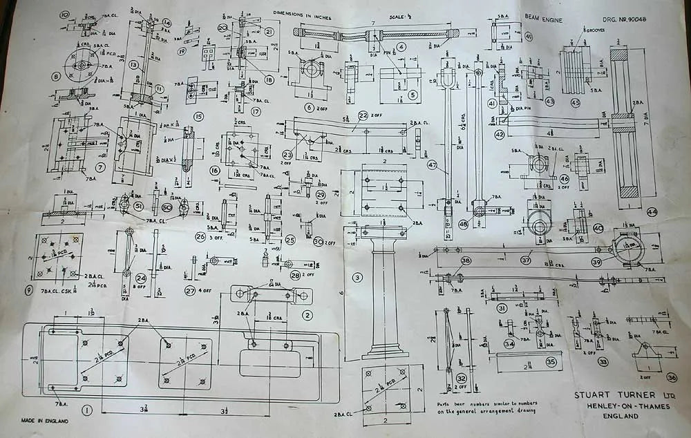 Set Stuart beam engine castings