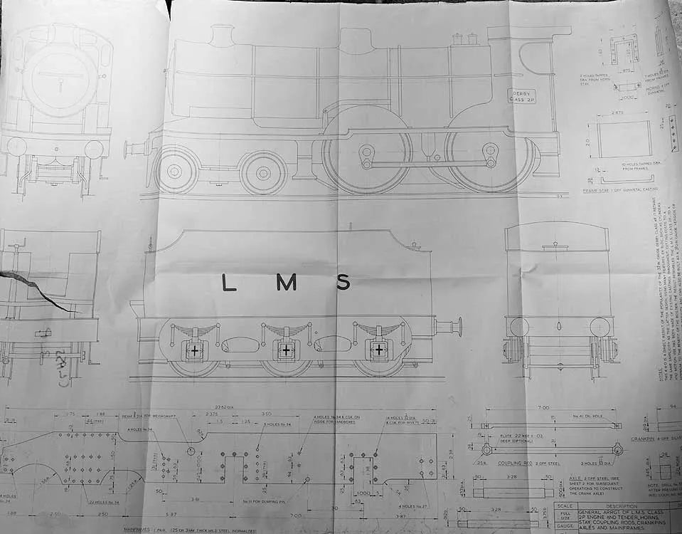3 1/2 inch gauge part-built LMS 2P