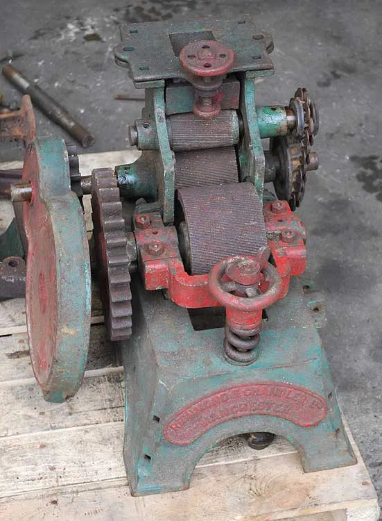 Dismantled cast iron corn mill