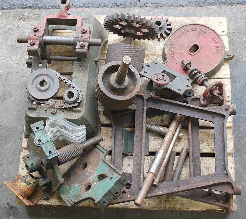 Dismantled cast iron corn mill