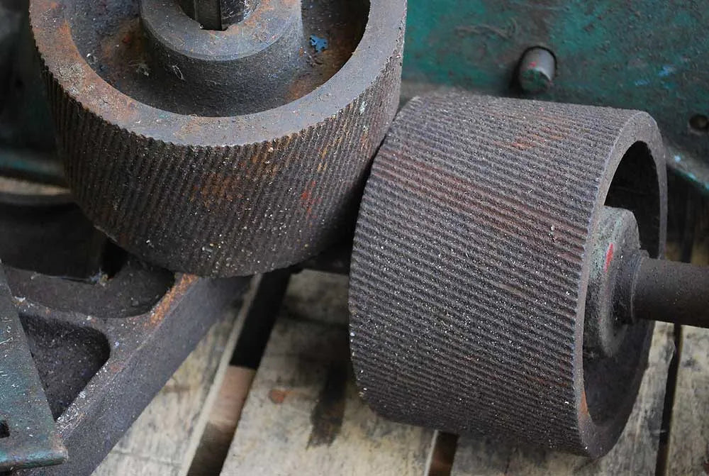 Dismantled cast iron corn mill