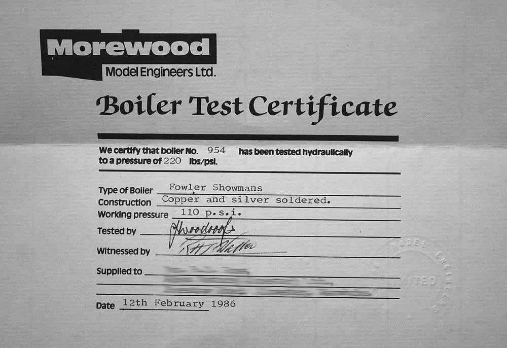 Part-built 4 inch scale Fowler DCC SRL