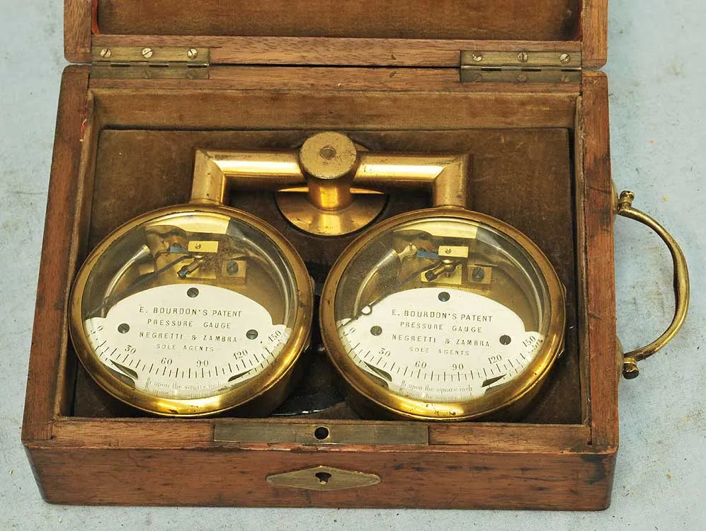 Boxed Negretti & Zambra test gauges