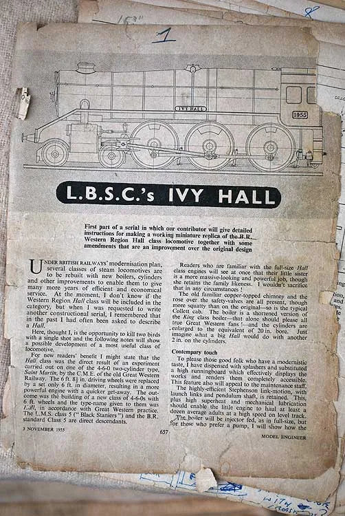 3 1/2 inch gauge part-built GWR Hall