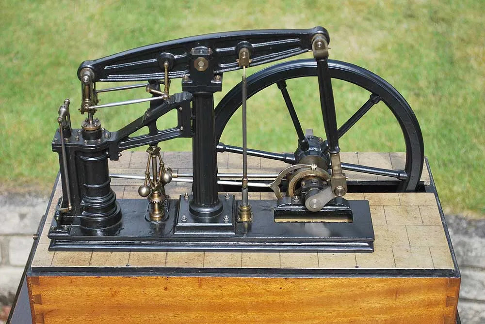 Sanderson beam engine in glass case