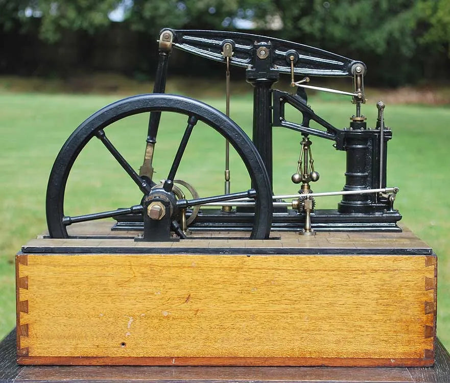 Sanderson beam engine in glass case