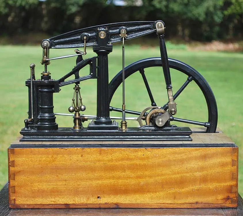 Sanderson beam engine in glass case