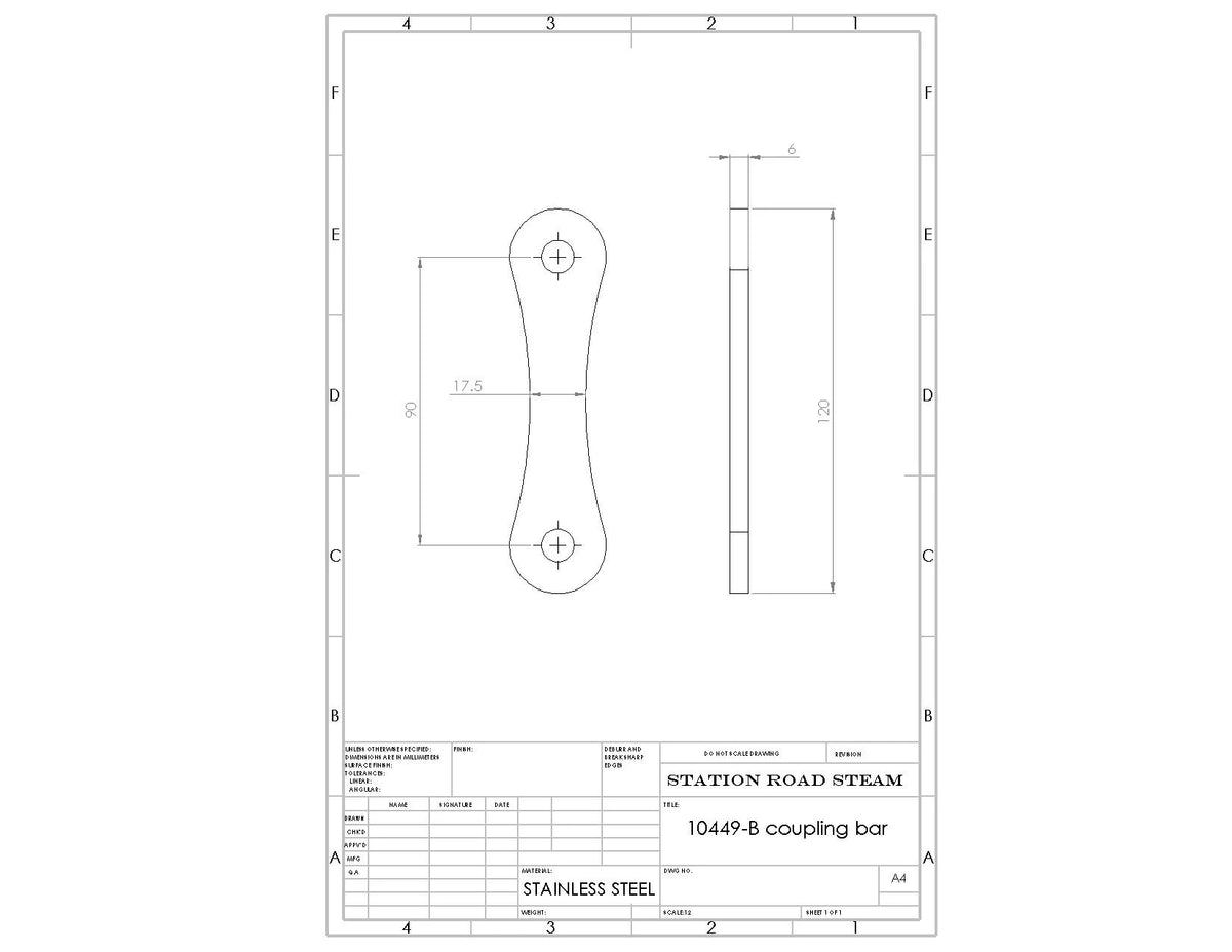 10449 stainless steel coupling bar